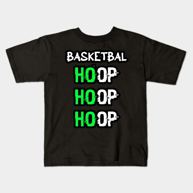 Basketball Ho Ho Ho Hoop Hoop Hoop Green Kids T-Shirt by MaystarUniverse